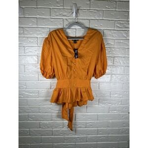 Iky & Me 2X Burnt Orange Peplum Blouse NWT Cottagecore Boho Top